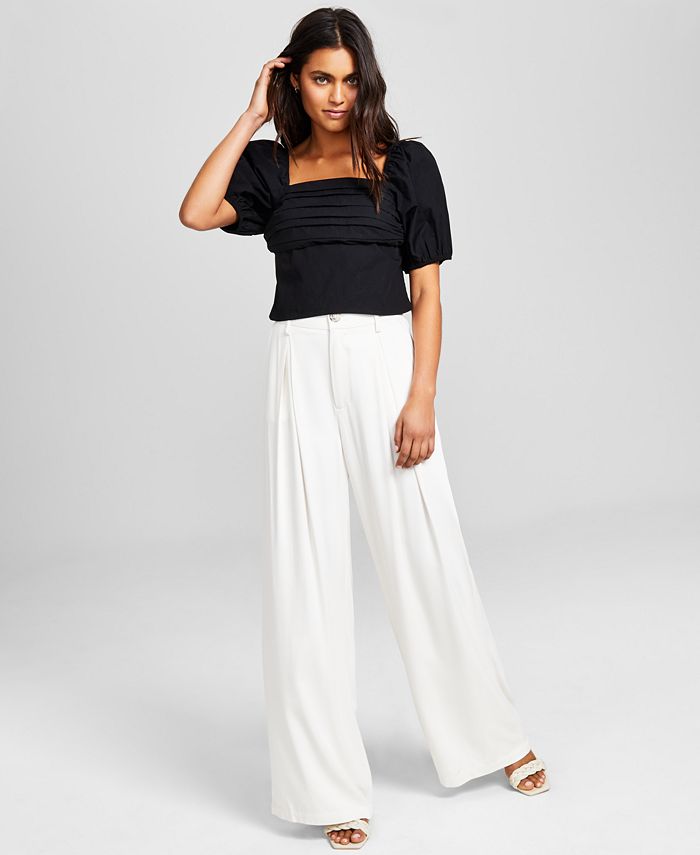 And Now This Women's Pleat-Front Wide-Leg Soft Pants - Macy's