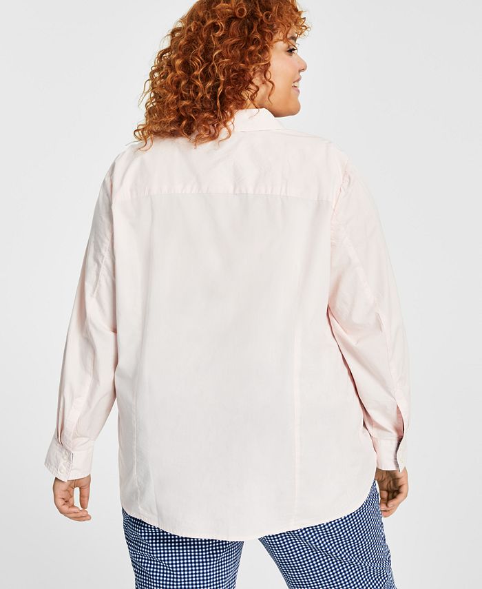 Tommy Hilfiger Plus Size Cotton Roll-Tab Shirt - Macy's