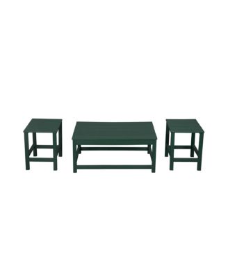 3-Piece Outdoor Patio Adirondack Coffee Table and Side Table Set