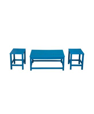 3-Piece Outdoor Patio Adirondack Coffee Table and Side Table Set