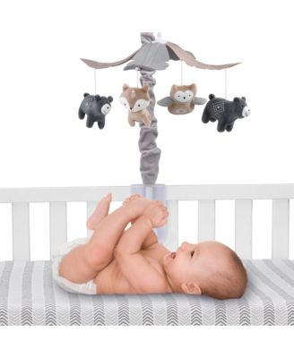Woodland Forest Gray/Tan Musical Baby Crib Mobile Soother Toy