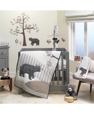 Lambs Ivy Woodland Forest Animal Nursery 3 Piece Mini Crib Bedding Set Gray Macy s