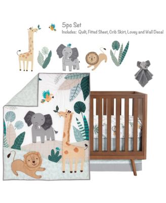 Baby Jungle Friends 5-Piece Safari Animals Nursery Crib Bedding Set