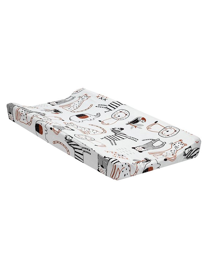 Lambs & Ivy Patchwork Jungle Animals Soft White Baby Changing Pad Cover