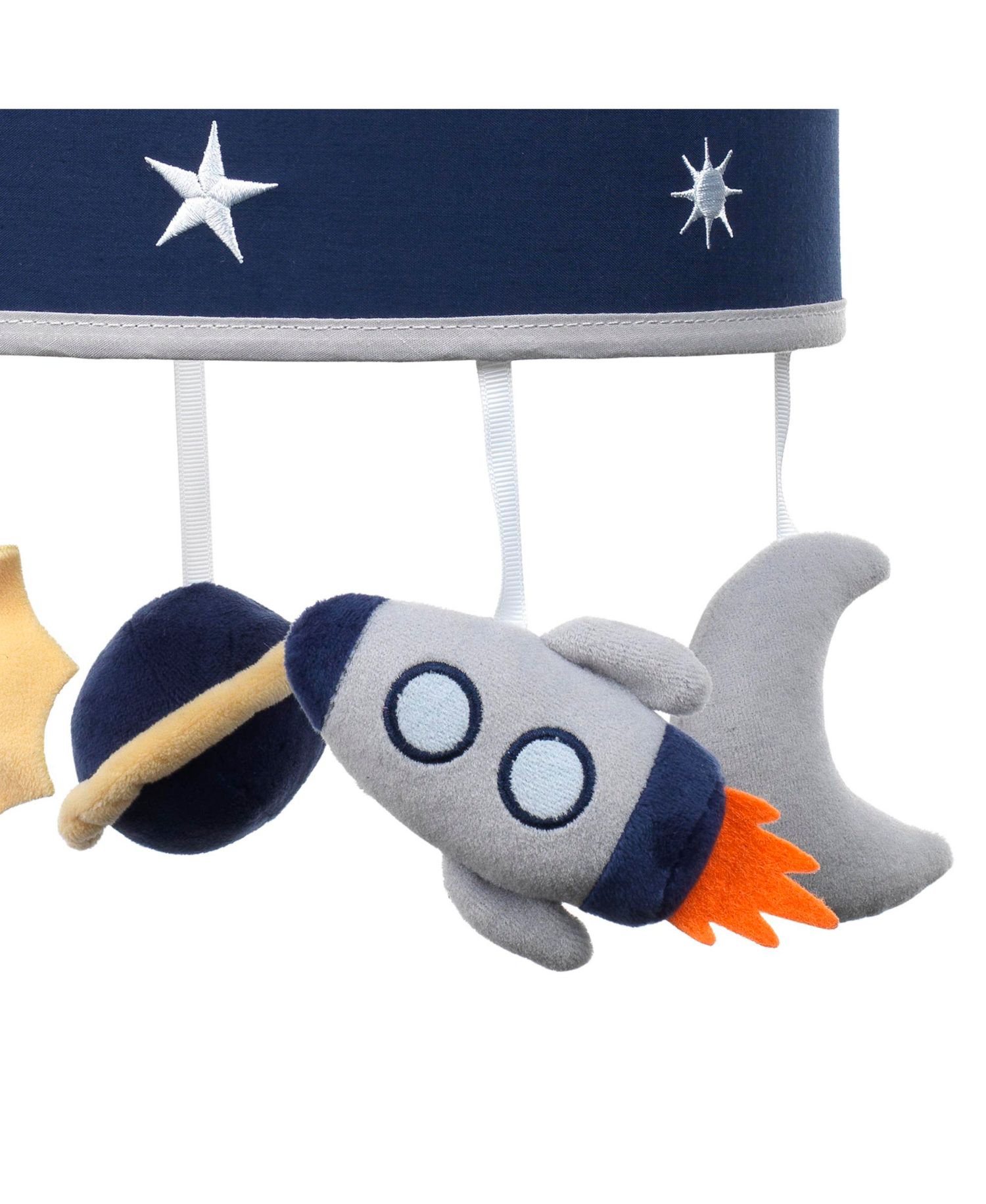 Lambs and Ivy Milky Way Blue/Gray Celestial Space with Rocket and Planets Musical Baby Crib Mobile
