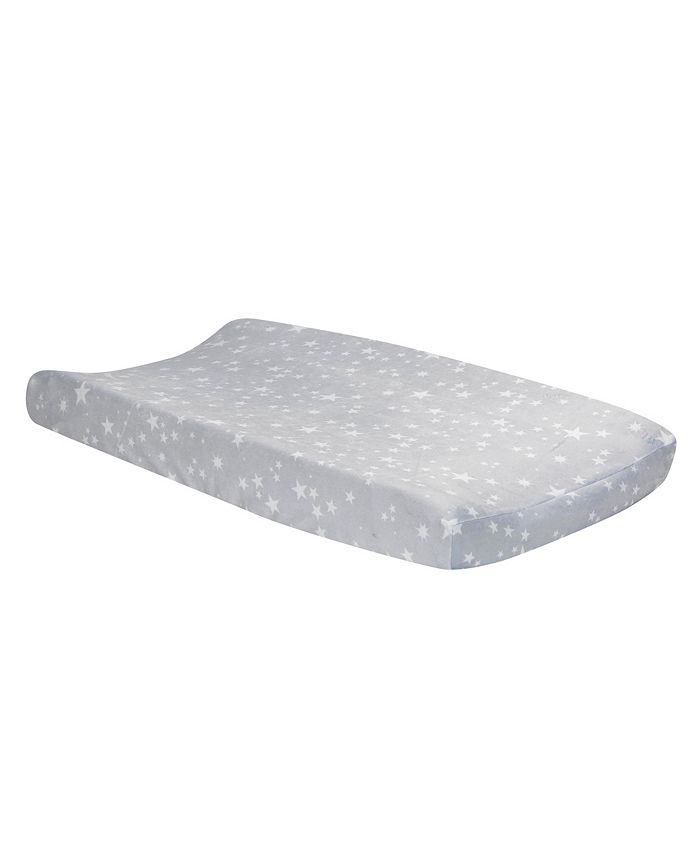 Lambs & Ivy Milky Way Gray/White Stars Minky Baby Changing Pad Cover