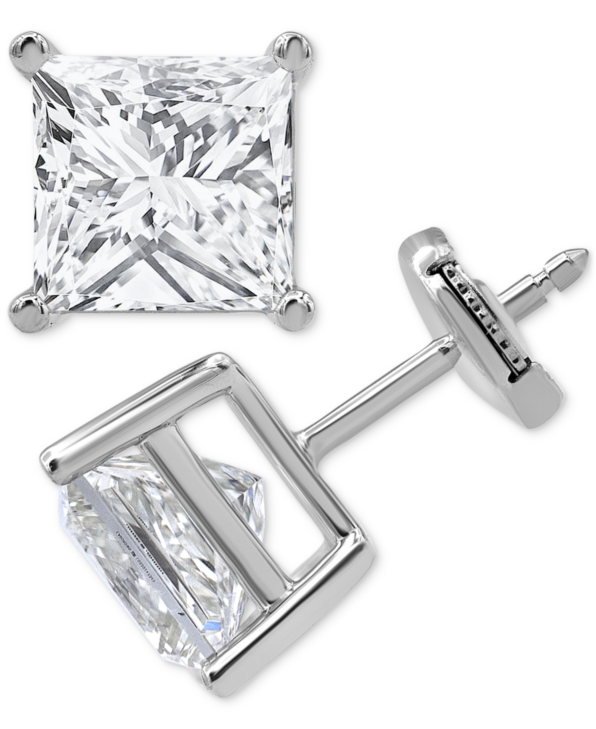 Badgley Mischka Certified Lab Grown Diamond Princess-cut Stud Earrings (6 Ct. T.w.) In 14k Gold In White Gold