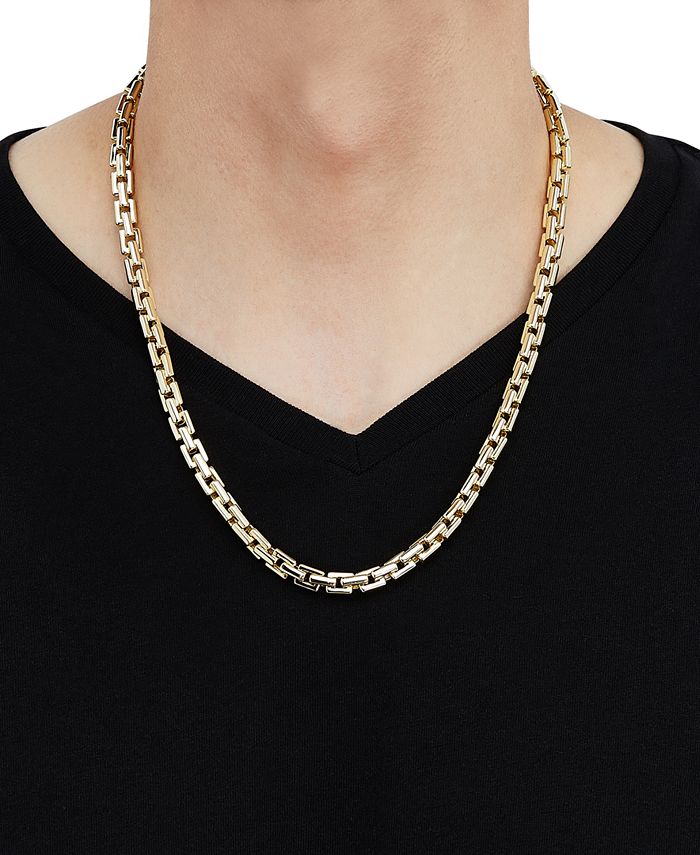 Macy's Men's Square Link 22" Chain Necklace in 18k GoldPlated Sterling