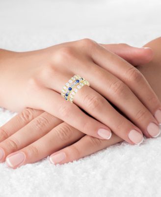 3-Pc. Set Lab-Grown Blue Spinel (2 ct. t.w.) & Cubic Zirconia Eternity Stack Rings in 14k Gold-Plated Sterling Silver