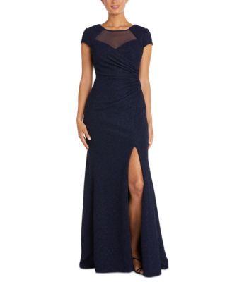 Nightway - Women's Illusion-Trim Cap-Sleeve Gown