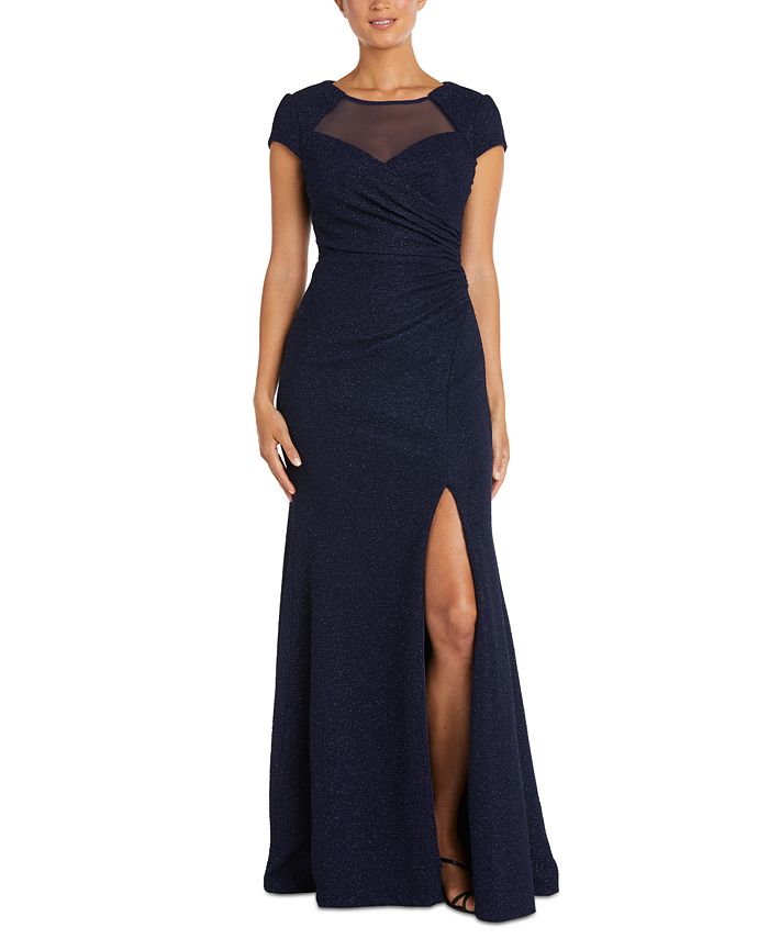 Nightway Women s Illusion Trim Cap Sleeve Gown Macy s