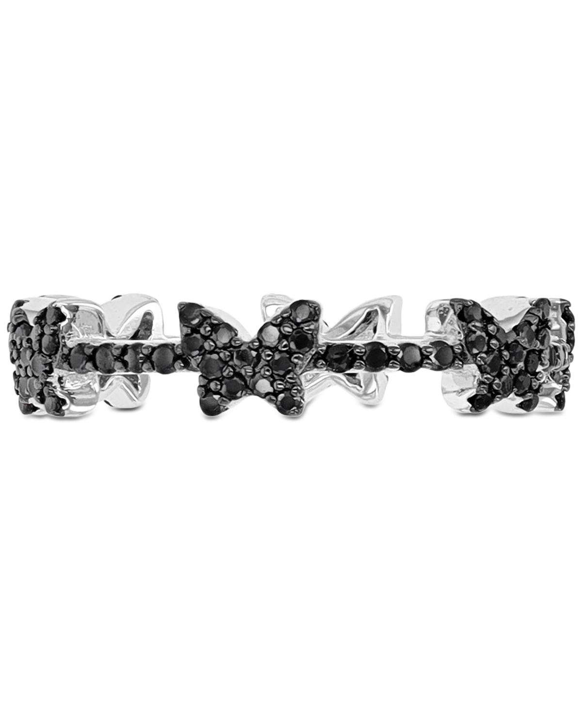 Macy's Black Spinel Butterfly Band (3/4 Ct. T.w.) In Sterling Silver