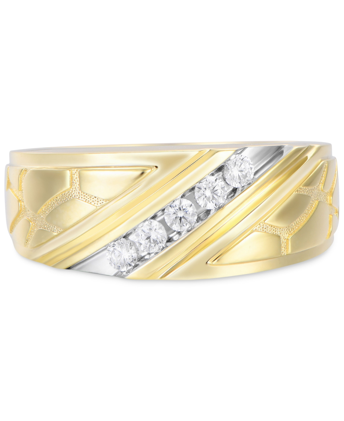 Macy's Diamond Nugget Pattern Band (1/4 Ct. T.w.) In 10k Gold In Yellow Gold