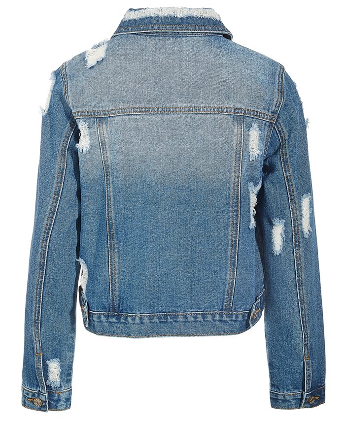 Gogo Jeans Big Girls Destructed Denim Jacket - Macy's