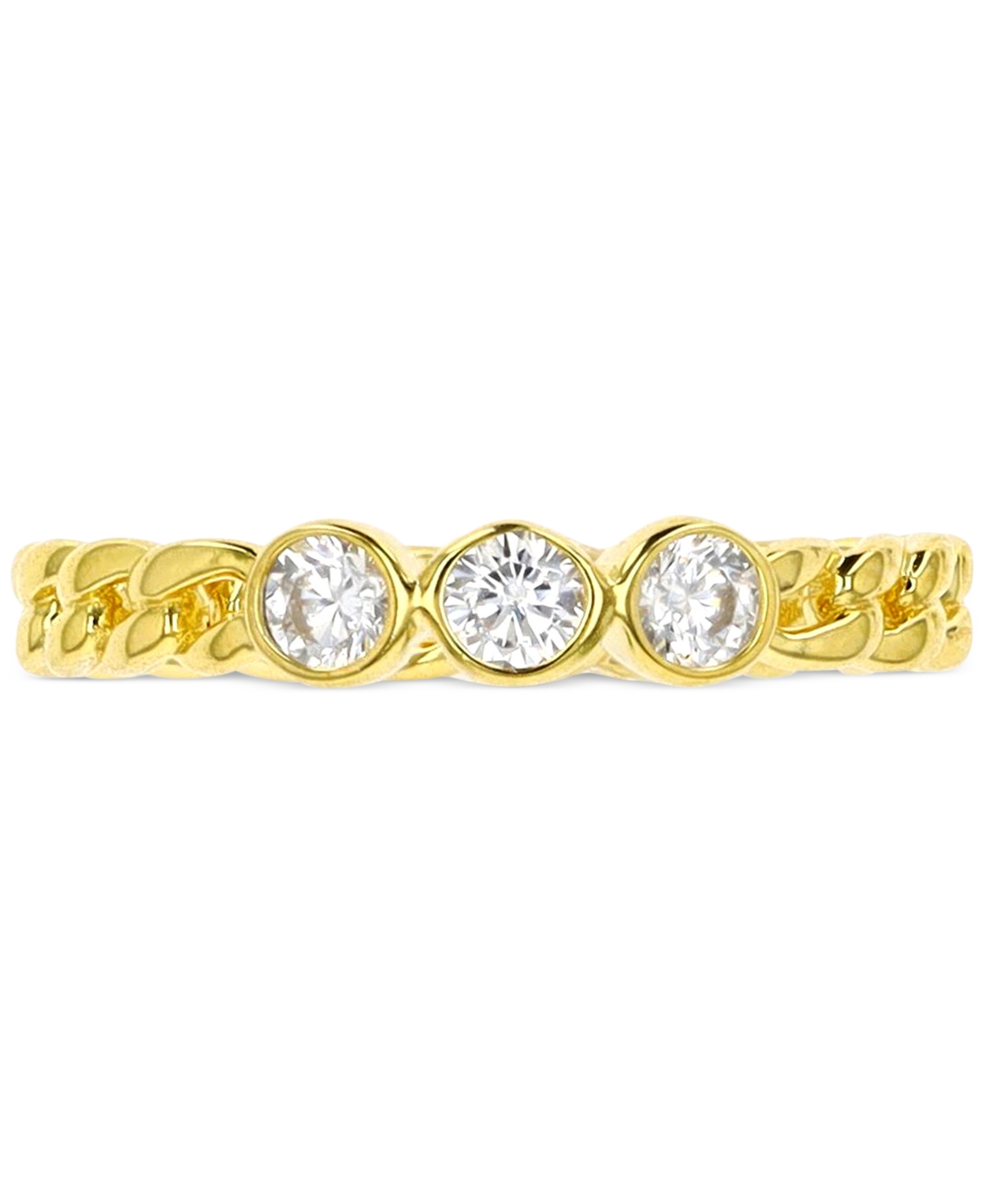 Macy's Cubic Zirconia Trio Link Ring In Sterling Silver Or 14k Gold Over Sterling Silver