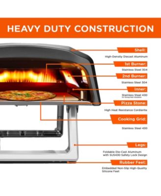 Propane Gas Pizza Oven with Dual Burner System includes Baffle Door, Peel, 12" Stone, Cutter, and Cover