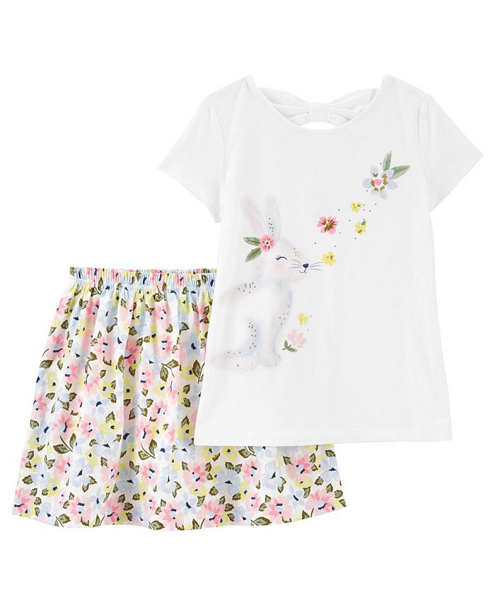 Carter's Little Girls Bunny Tshirt and Floral Skirt Set, 2 Piece Macy's