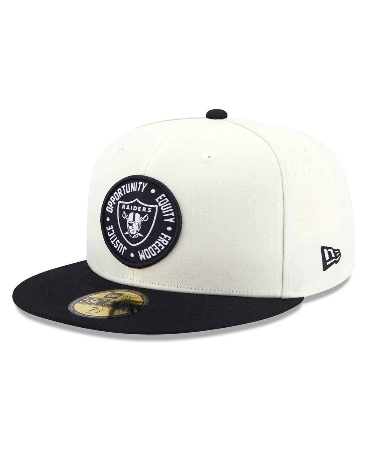Men's New Eraand Black Las Vegas Raiders 2022 Inspire Change 59FIFTY Fitted Hat - Cream, Black