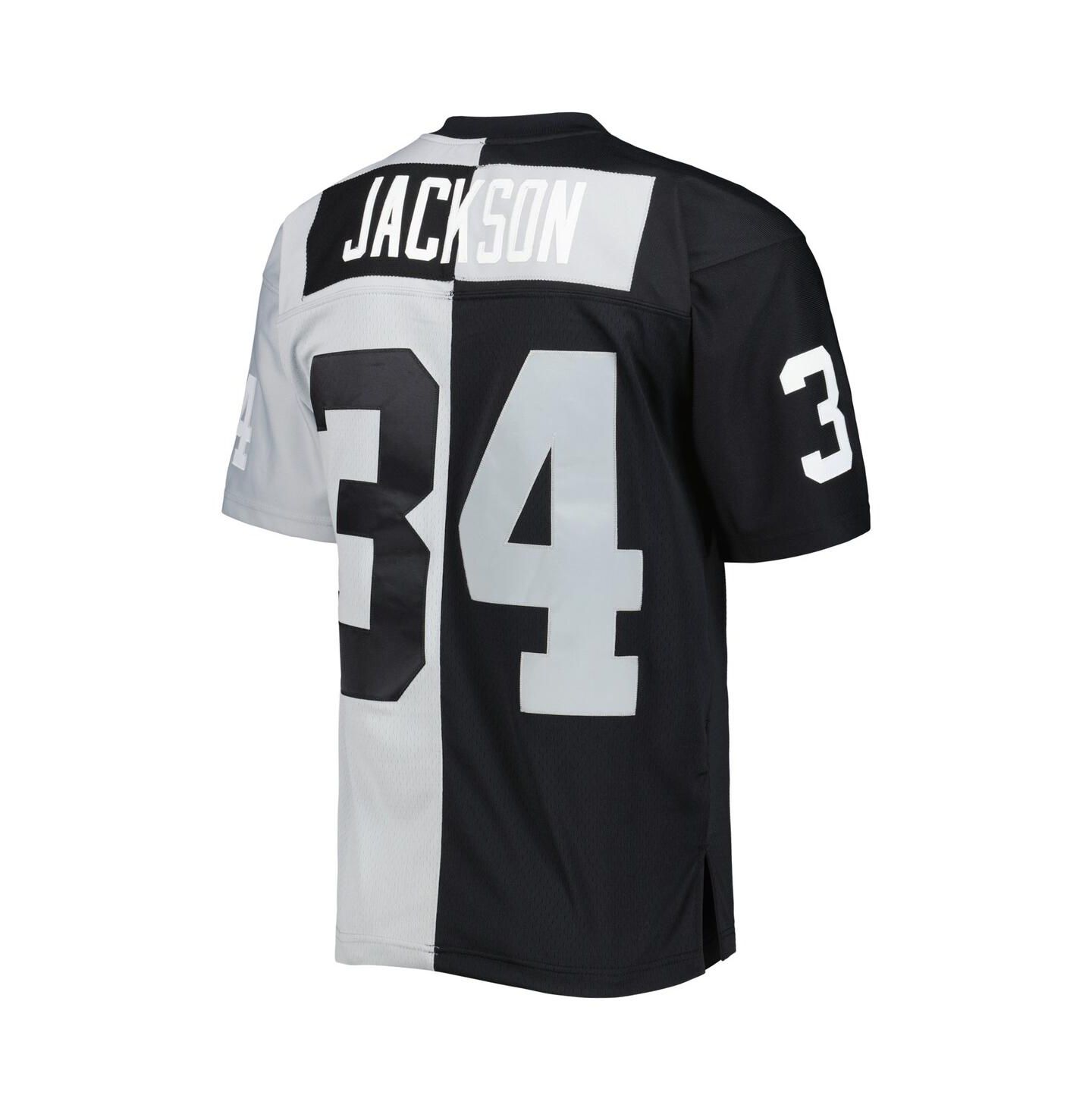 Мужской топ Mitchell & Ness Bo Jackson Black and Silver Las Vegas Raiders 1988 Split Legacy Replica Jersey — фото 2