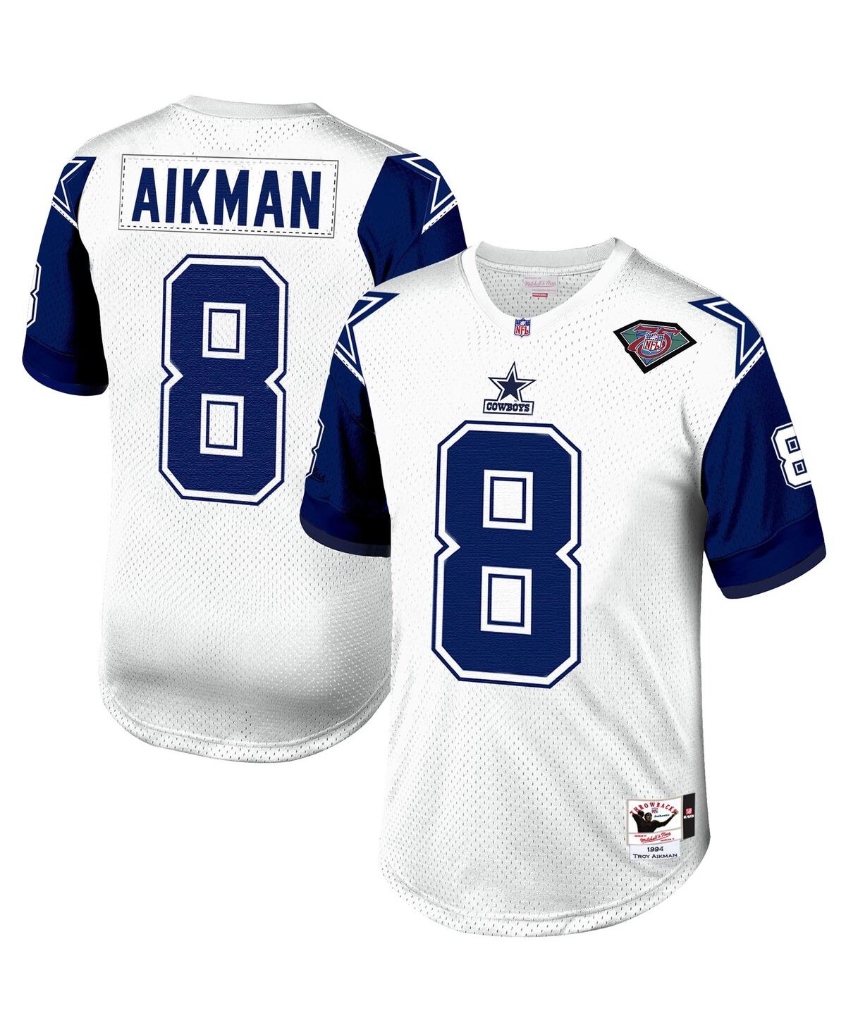 Men's Mitchell & Ness Troy Aikmanand Navy Dallas Cowboys 1994 Authentic Retired Player Jersey - White, Navy