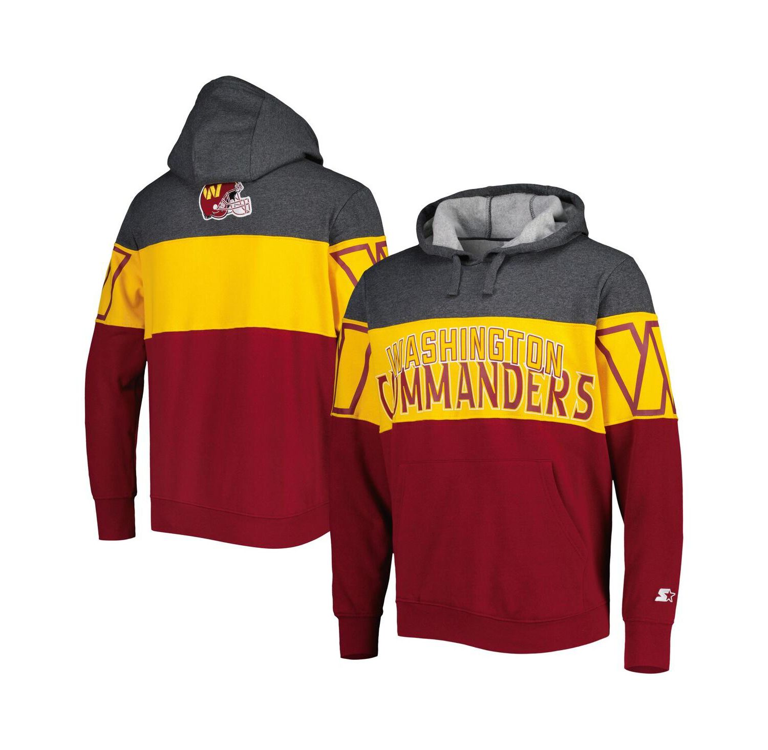 Men's Heather Charcoal, Burgundy Washington Commanders Extreme Pullover Hoodie
