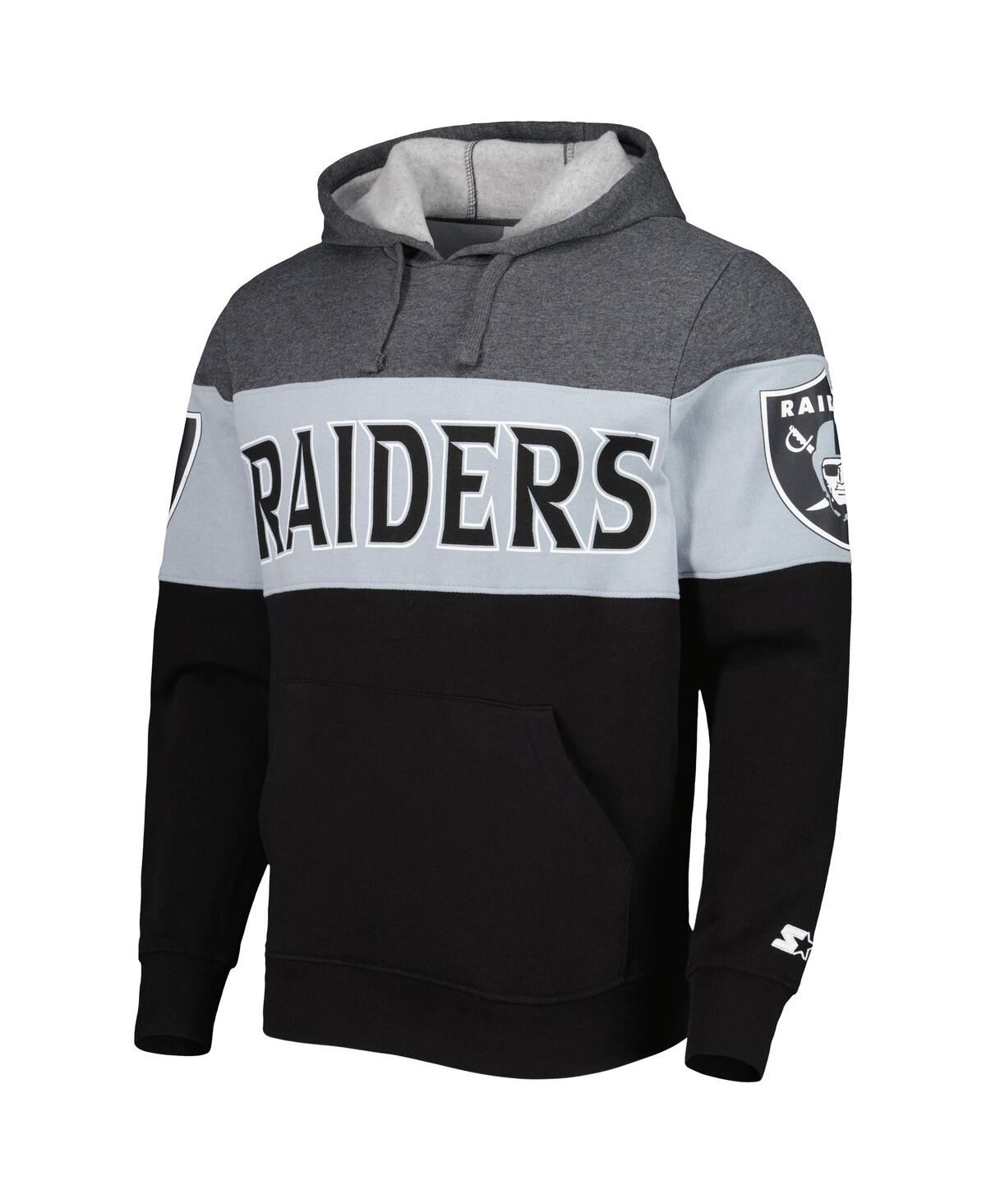 Shop Starter Men's  Heather Charcoal And Black Las Vegas Raiders Extreme Pullover Hoodie In Heather Charcoal,black