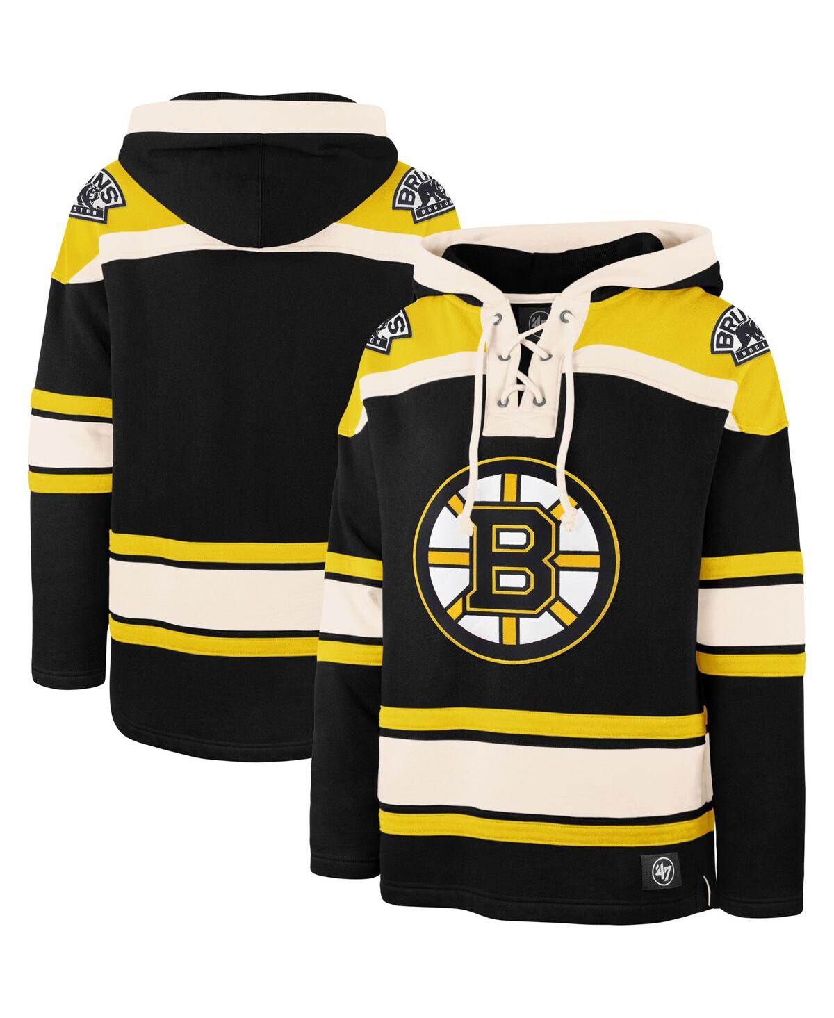 47 Brand Men's ' Black, Gold Boston Bruins Superior Lacer Pullover Hoodie In Black,gold