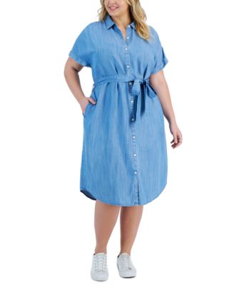 Style & Co Plus Size Chambray Shirtdress, Created for Macy's - Macy's