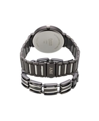 Men's Analog Two Tone Metal Alloy Bracelet Watch, 42mm and Bracelet Set