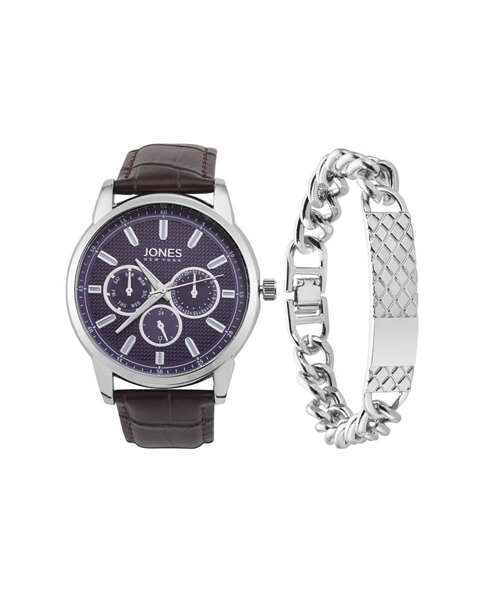 Jones New York Men s Analog Brown Polyurethane Strap Watch 44mm