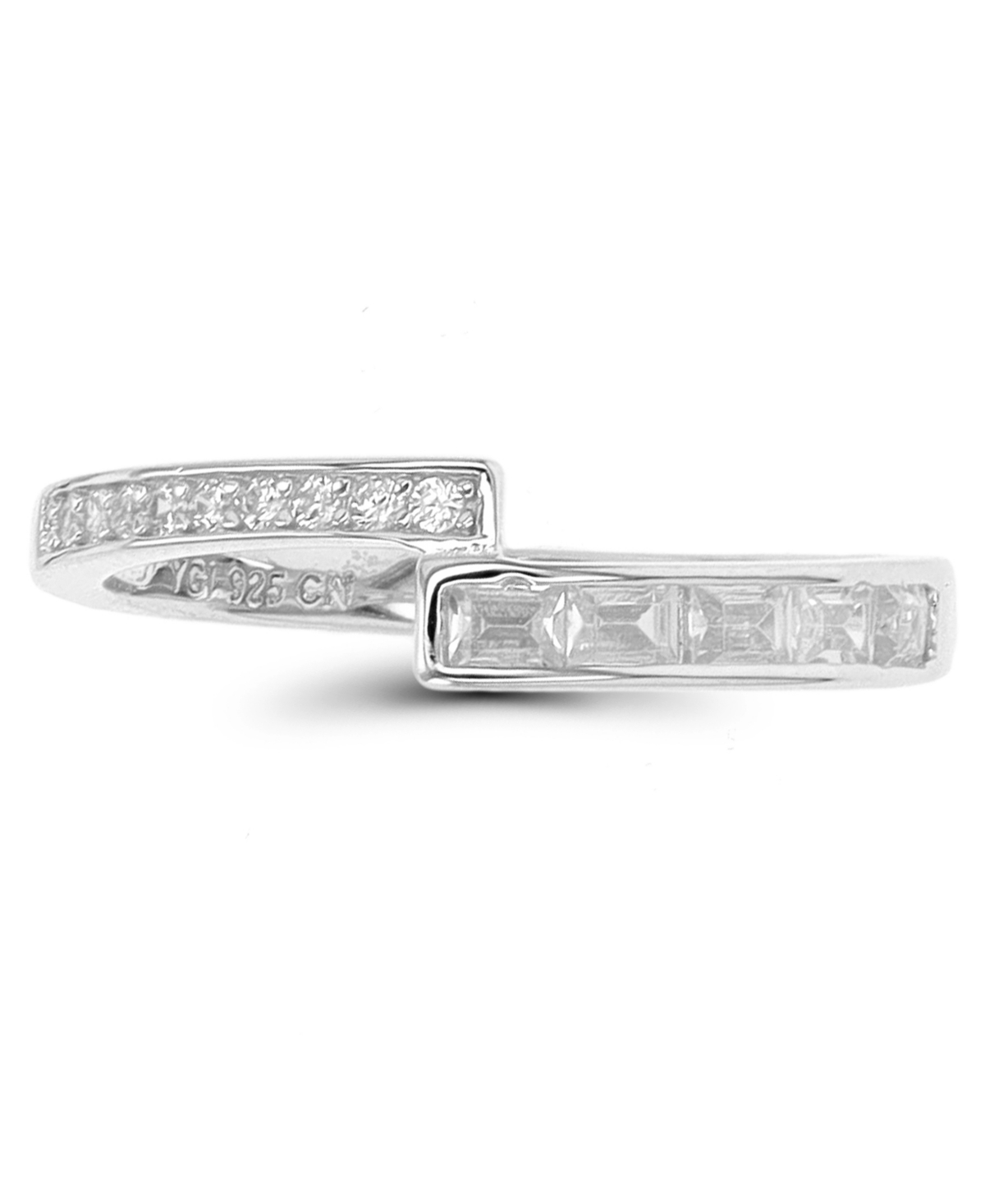 Macy's Round And Baguette Cubic Zirconia Overlapped Ring (5/8 Ct. T.w.) In Sterling Silver