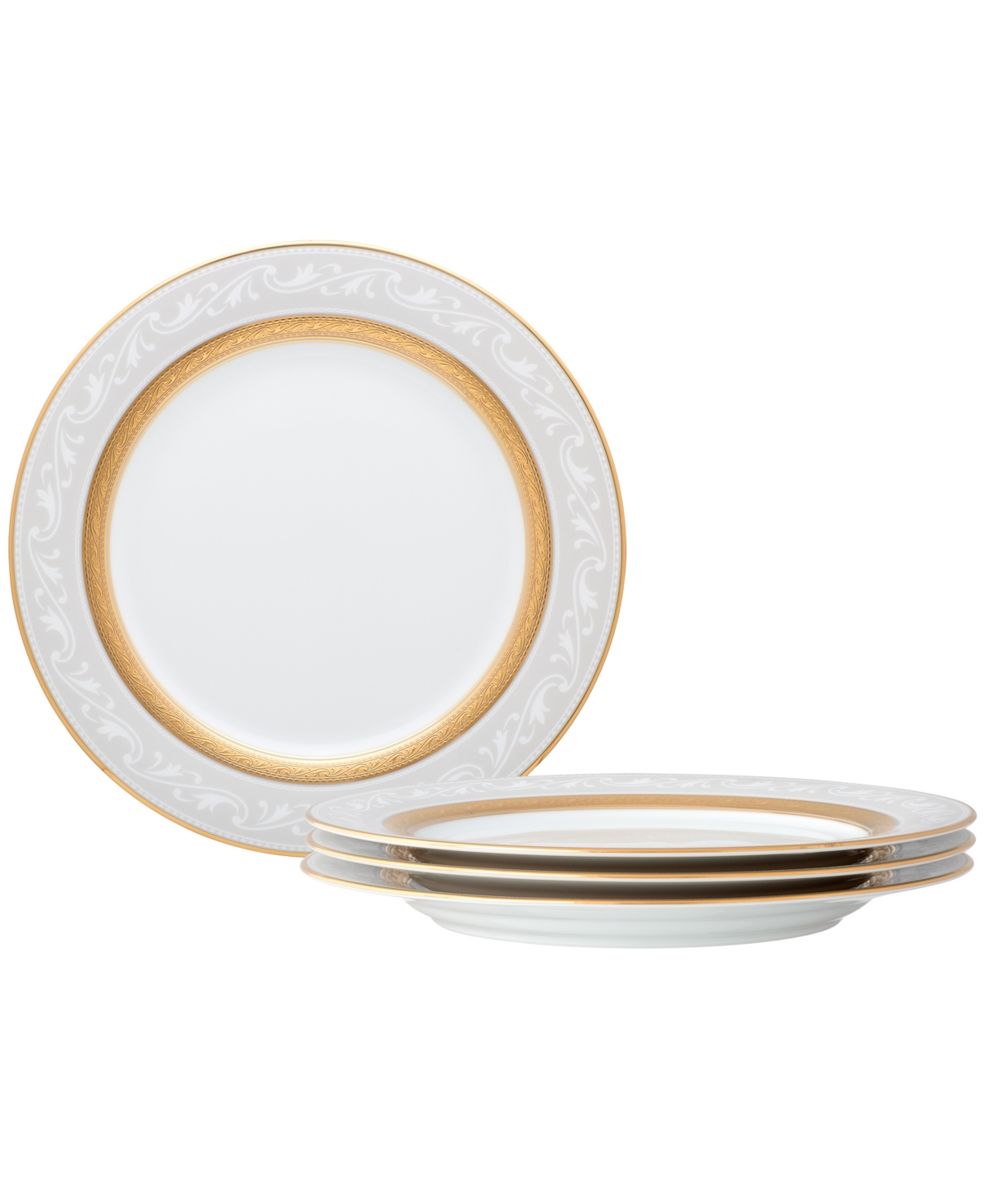 Noritake Crestwood Gold Set Of 4 Accent Plates, Service For 4 In White