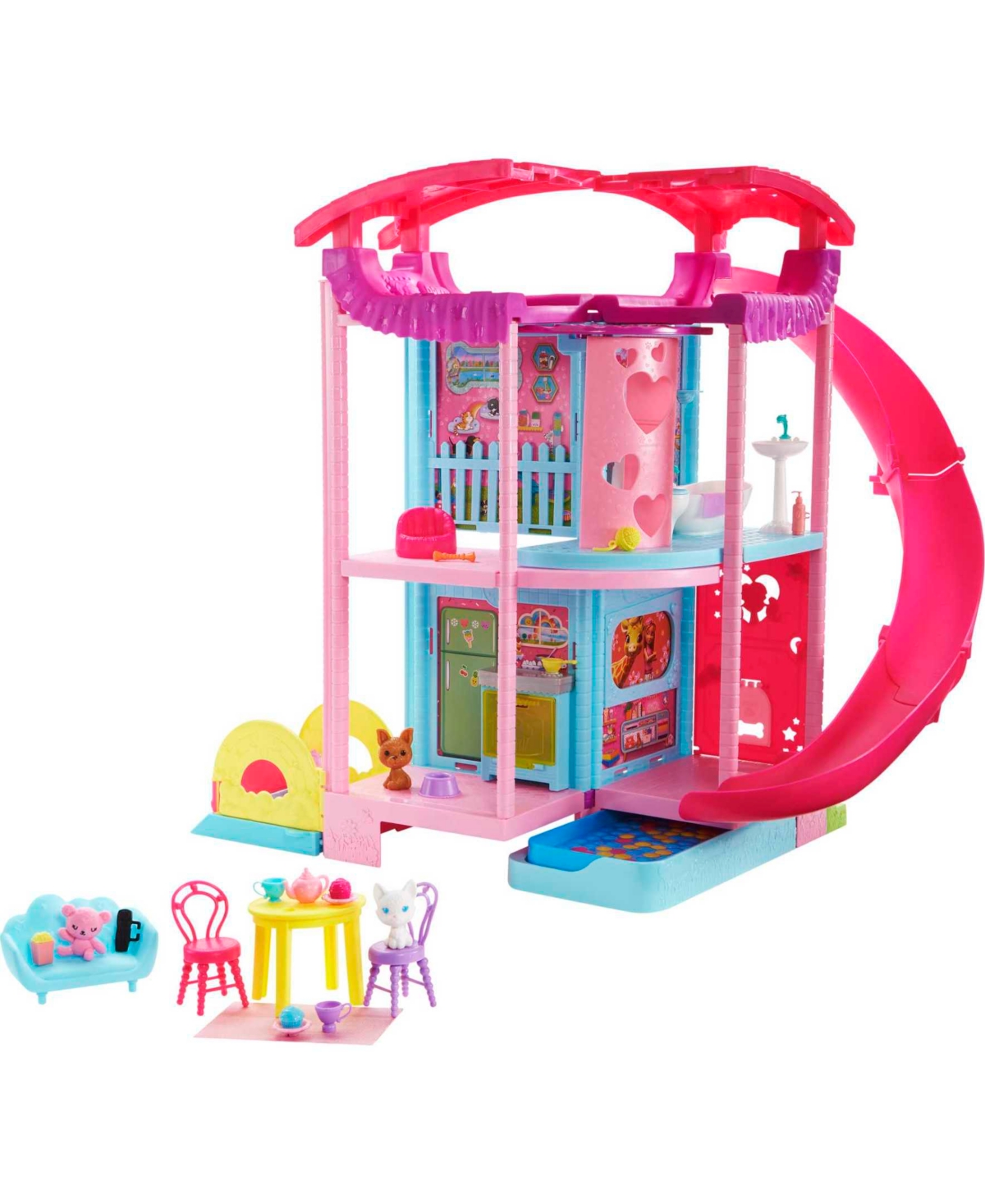Barbie Kids' Chelsea Playhouse With Slide, Pool, Ball Pit, Pet Puppy & Kitten, Elevator, And Accessories In Multi