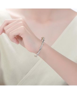 White Gold Plated and 14K Gold Plated Cuff Bracelet