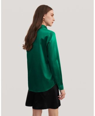 Women's Basic Concealed Placket Silk Shirt