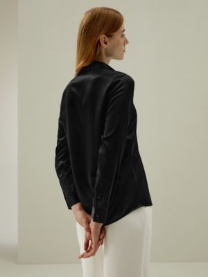 Women's Basic Concealed Placket Silk Shirt