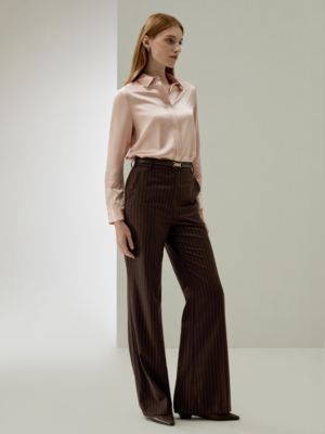 Women's Basic Concealed Placket Silk Shirt