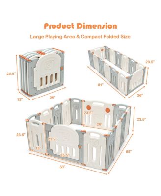 Baby 14 Panel Foldable Playpen Activity Center