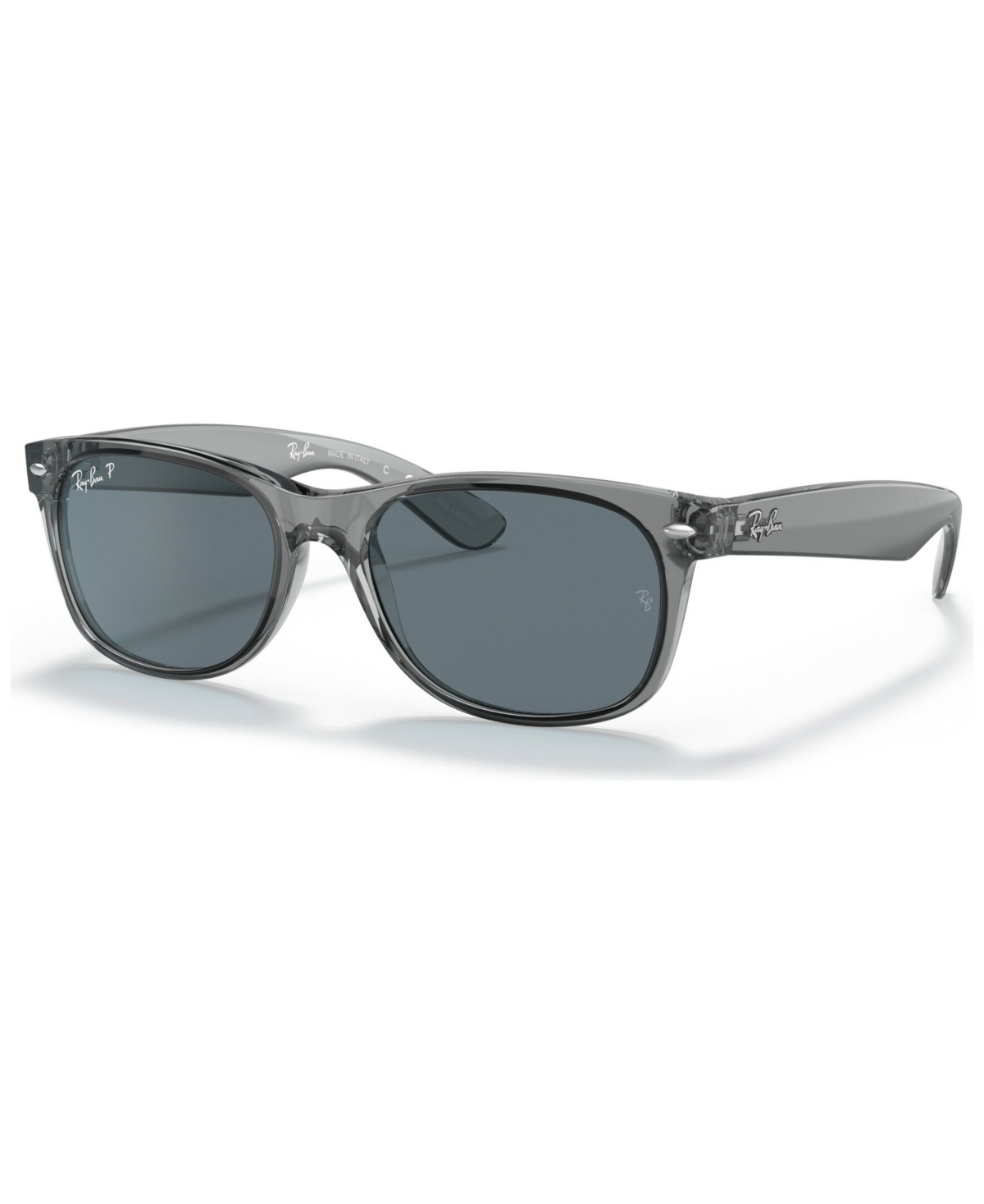 Shop Ray Ban Unisex Polarized Sunglasses, Rb2132 New Wayfarer In Transparent Gray