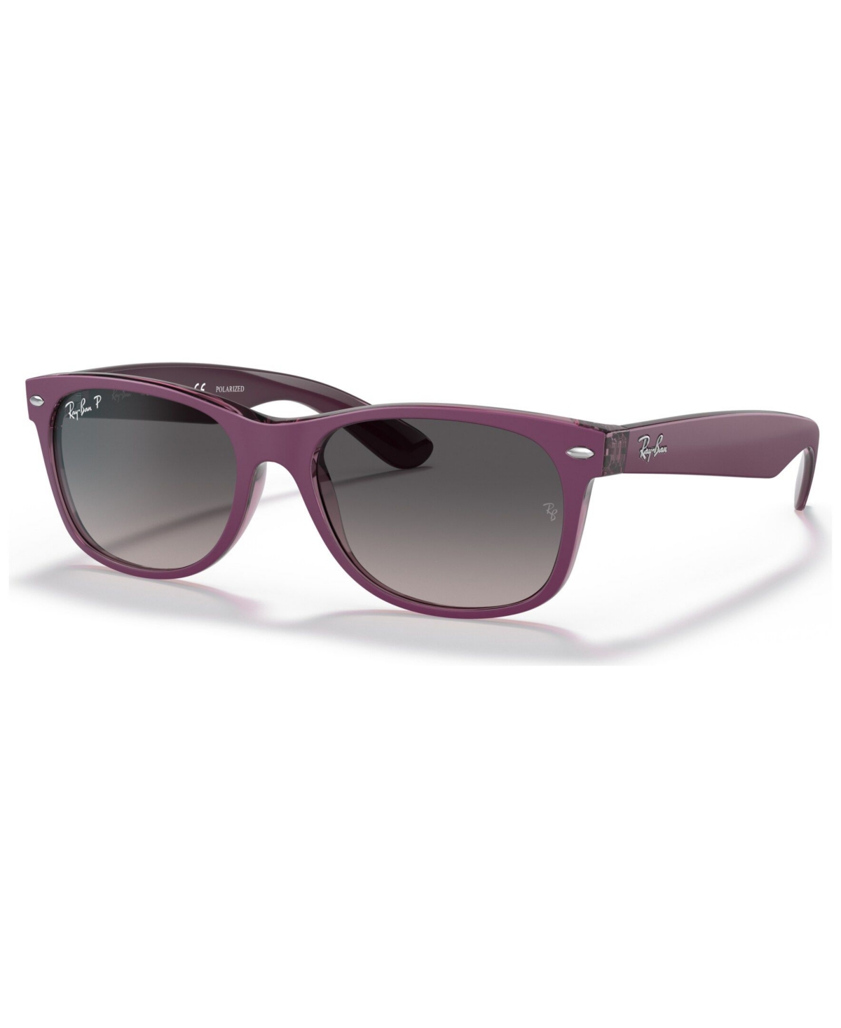 Ray Ban Ray-ban Unisex Polarized Sunglasses, Rb2132 New Wayfarer 55 In Violet On Transparent Violet