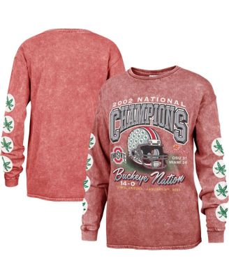 Women's Scarlet Ohio State Buckeyes Vintage-Like Tubular Boyfriend Long Sleeve T-shirt