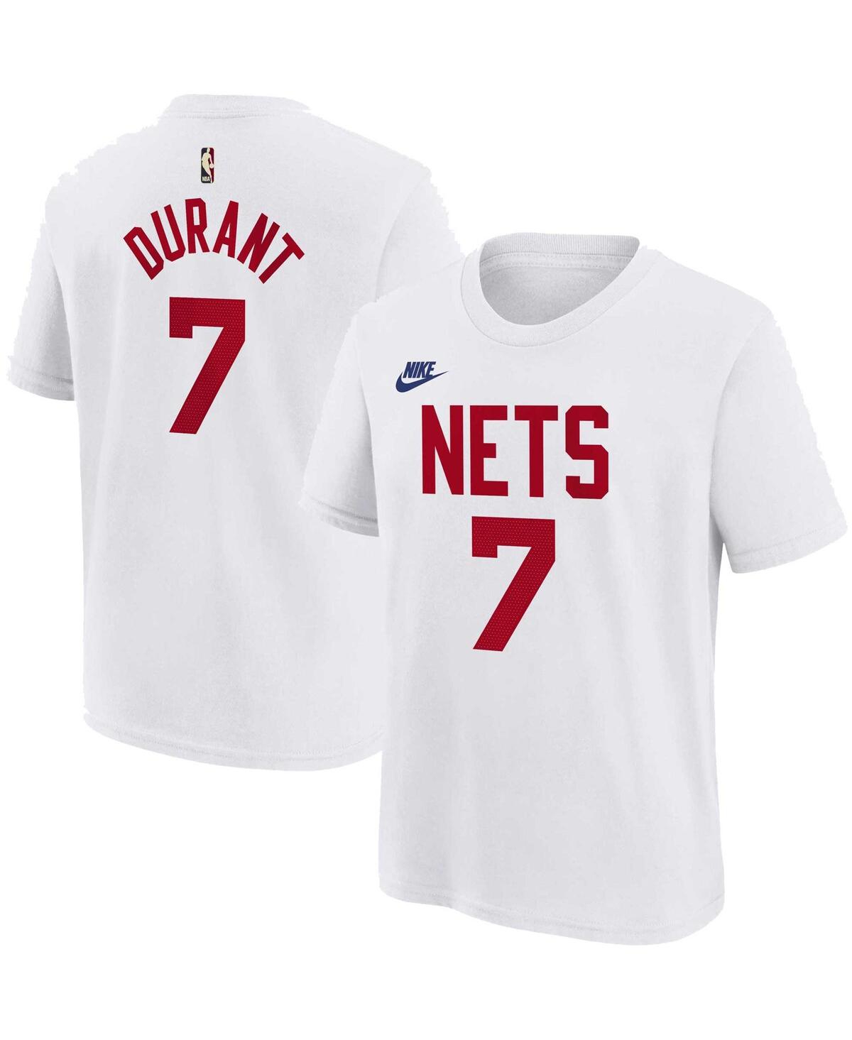 Shop Nike Little Boys  Kevin Durant White Brooklyn Nets 2022/23 Classic Edition Name And Number T-shirt