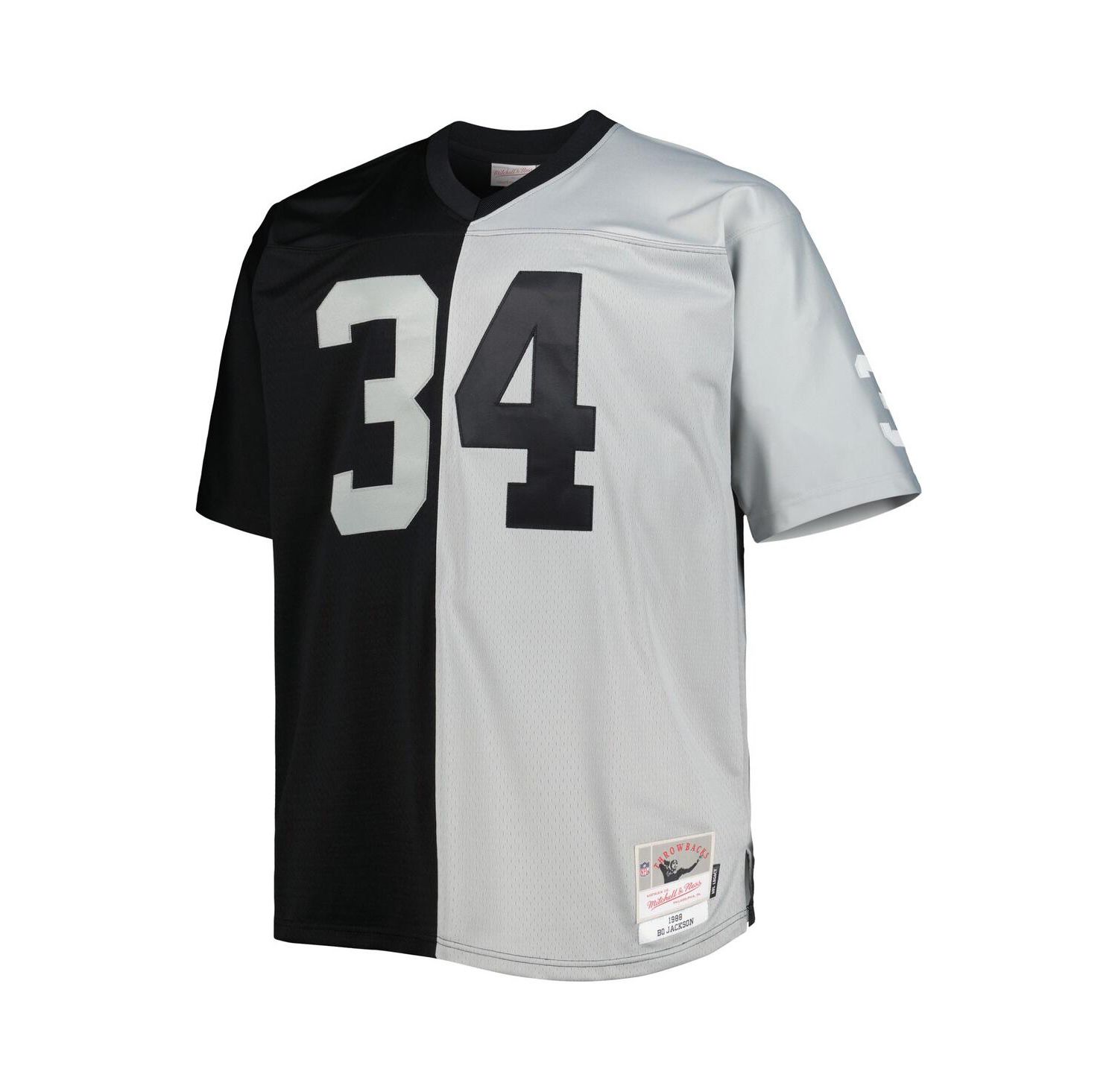 Men's Bo Jackson Black, Silver Las Vegas Raiders Big and Tall Split Legacy Retired Player Replica Jersey