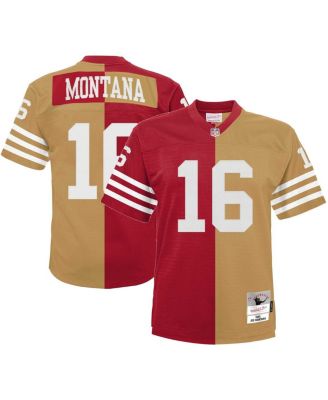 Men's Joe Montana Scarlet, Gold San Francisco 49ers Big and Tall Split Legacy Retired Player Replica Jersey