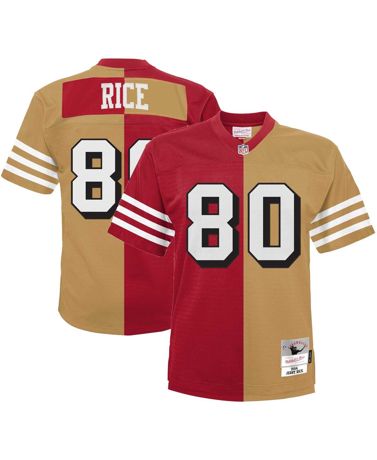 Men's Mitchell & Ness Jerry Rice Scarlet, Gold San Francisco 49ers Big and Tall Split Legacy Retired Player Replica Jersey - Scarlet, Gold