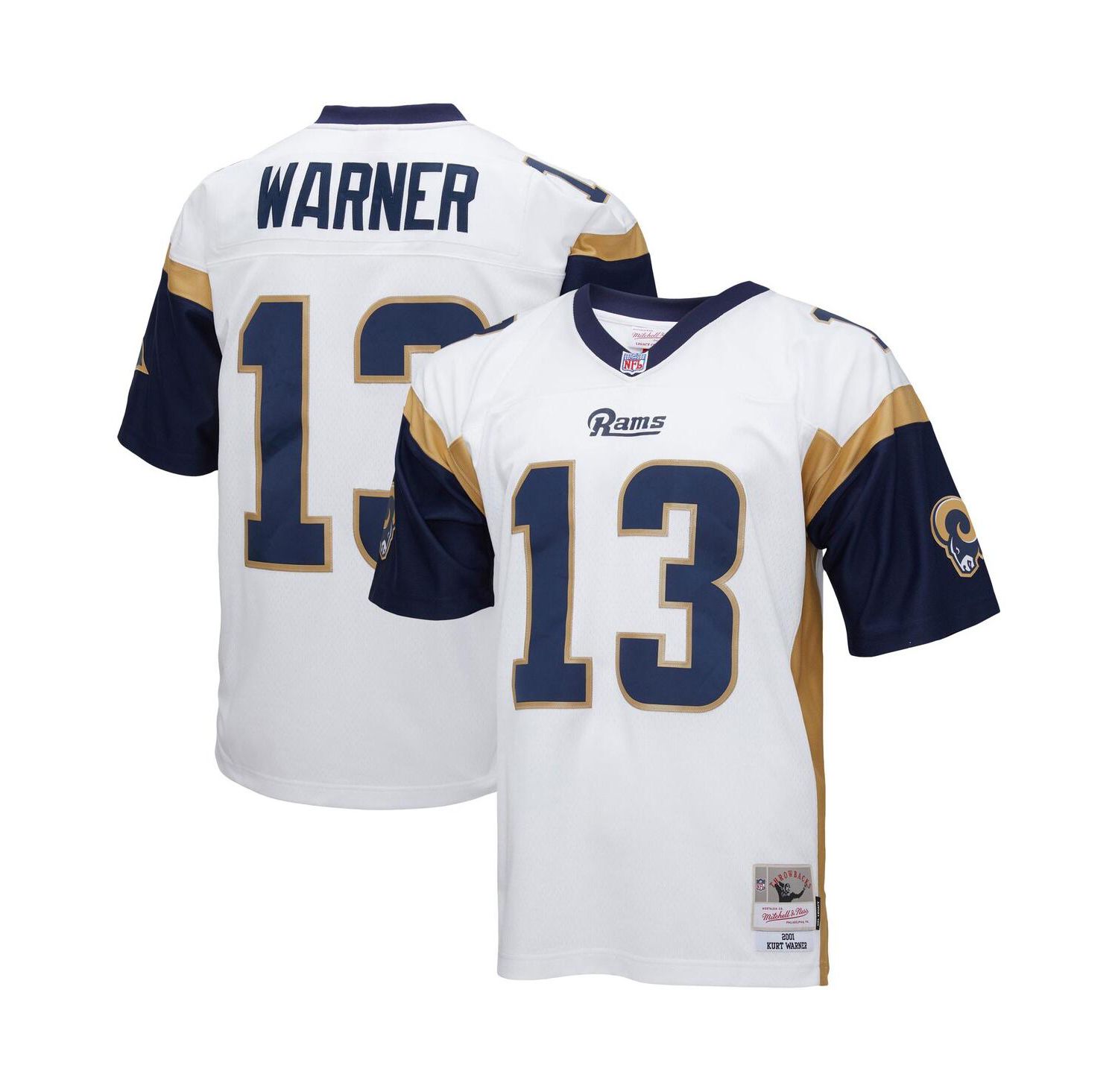 Men's Kurt Warner White Los Angeles Rams Big and Tall 2001 Retired Player Replica Jersey