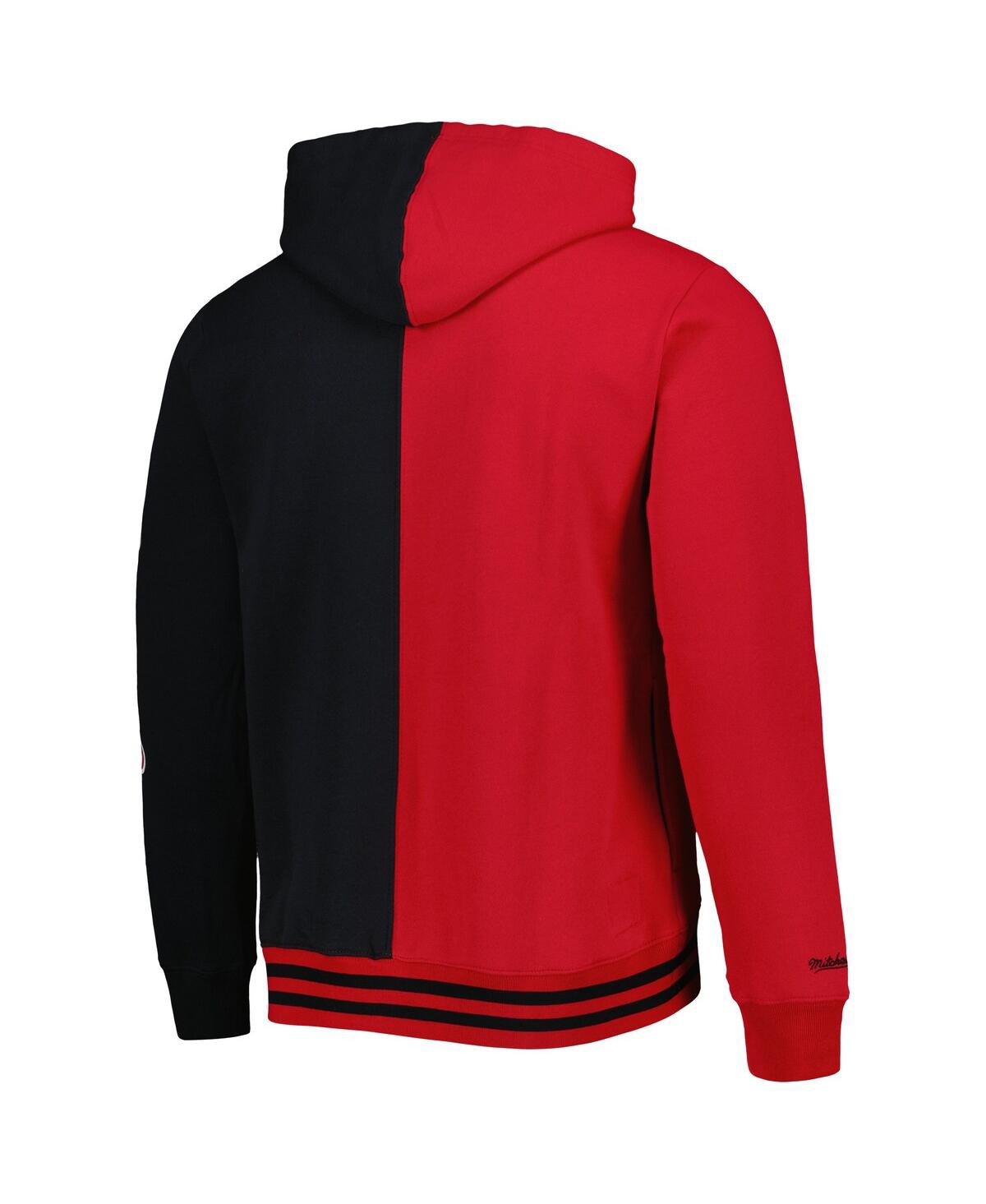 Mitchell & Ness Men's  Red, Black Chicago Bulls Hardwood Classics Split Pullover Hoodie In Red,black
