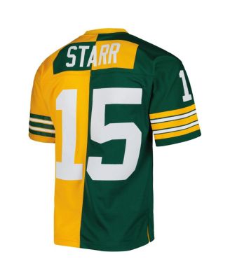 Men's Bart Starr Green, Gold Green Bay Packers 1969 Split Legacy Replica Jersey