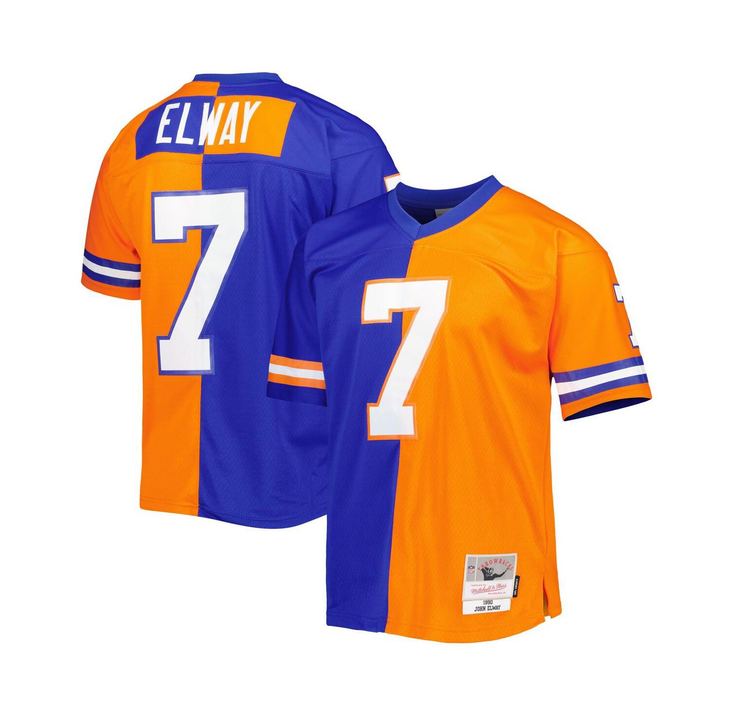 Men's John Elway Royal, Orange Denver Broncos 1990 Split Legacy Replica Jersey
