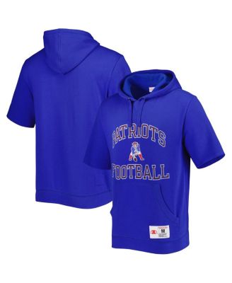 Men's Royal New England Patriots Washed Short Sleeve Pullover Hoodie